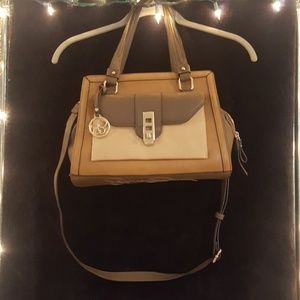 JESSICA SIMPSON TAN AND DARK BROWN PURSE